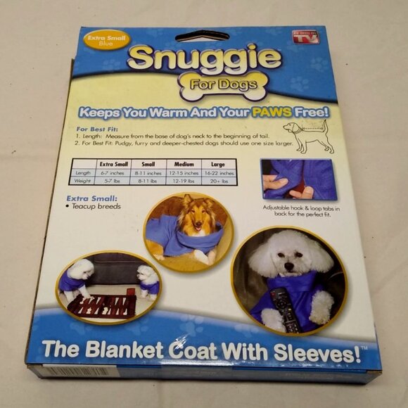 Snuggie For Dogs Blanket Coat W/ Sleeves Extra Small Washable Fleece Pet Blanket - Picture 2 of 6